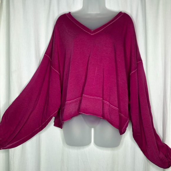 Free People Tops - ✨ LAST CHANCE ✨ FREE PEOPLE magenta sweatshirt!